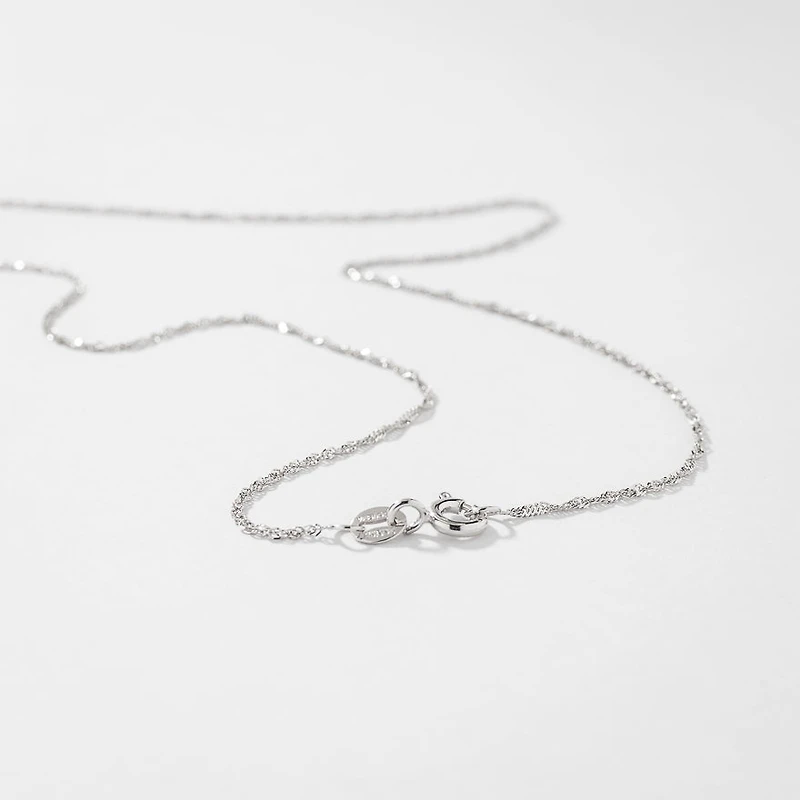 10K White Gold 1.00mm Singapore Chain (18")