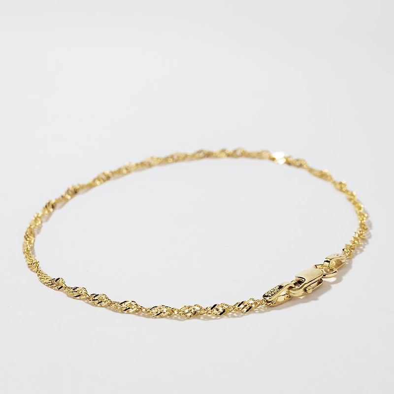 1.7mm 10K Yellow Gold Singapore Bracelet