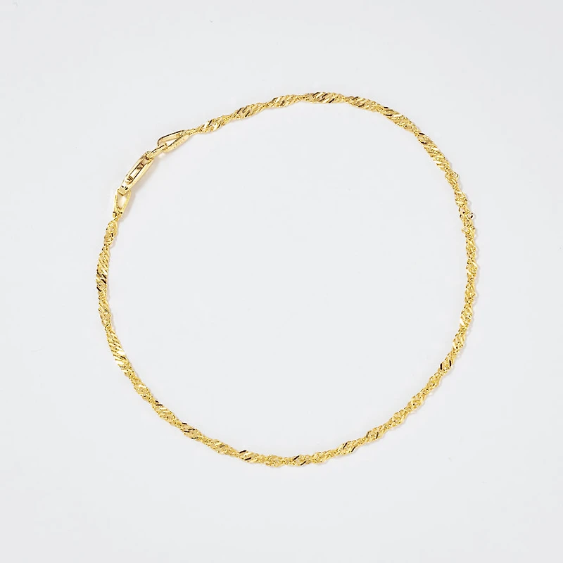 1.7mm 10K Yellow Gold Singapore Bracelet