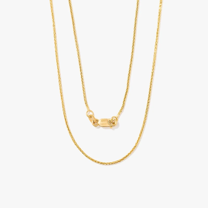 1.00mm 10K Yellow Gold Diamond Cut Wheat Chain (18")