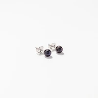 5-5.5mm Black Cultured Pearl Stud Earrings in 14K White Gold