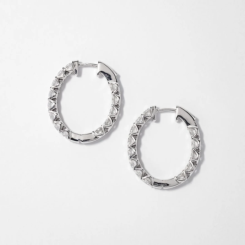 Lab Grown Diamond Hoop Earrings in 14K White Gold (5.00 ct tw)