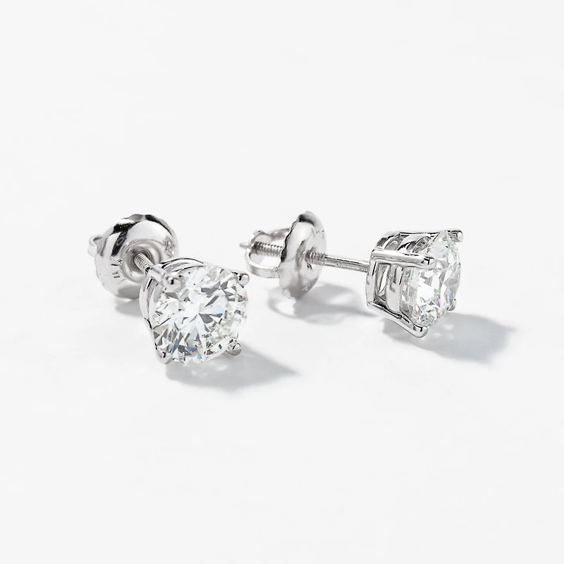 Lab Grown Diamond Stud Earrings in 14K White Gold (1.50 ct tw)