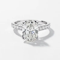 Lab Grown Oval Cut Diamond Engagement Ring 14K White Gold (3.50 ct