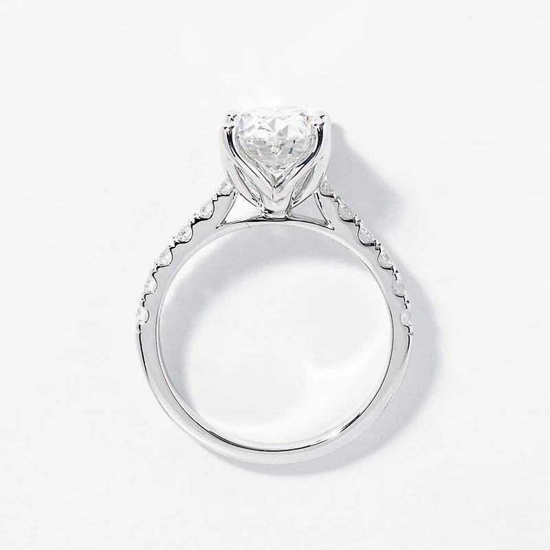 Lab Grown Oval Cut Diamond Engagement Ring 14K White Gold (3.50 ct