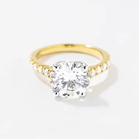 Lab Grown Round Cut Diamond Engagement Ring 14K Yellow and White Go