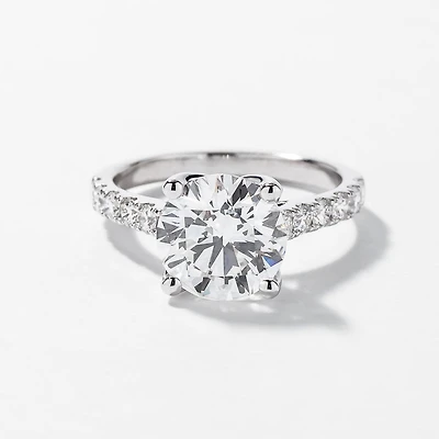 Lab Grown Round Cut Diamond Engagement Ring 14K White Gold (3.50 ct