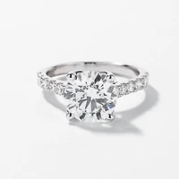 Lab Grown Round Cut Diamond Engagement Ring 14K White Gold (3.50 ct