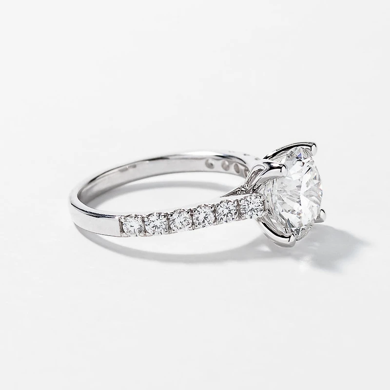 Lab Grown Round Cut Diamond Engagement Ring 14K White Gold (3.50 ct