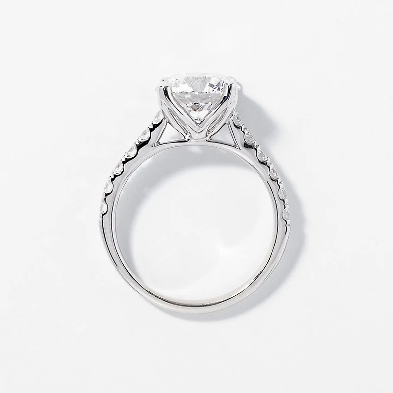 Lab Grown Round Cut Diamond Engagement Ring 14K White Gold (3.50 ct