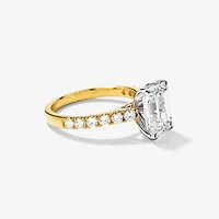 Emerald Cut Lab Grown Diamond Engagement Ring 14K Yellow and White