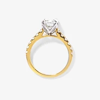 Emerald Cut Lab Grown Diamond Engagement Ring 14K Yellow and White