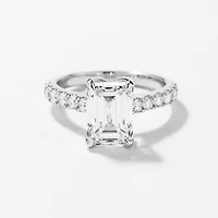 Emerald Cut Lab Grown Diamond Engagement Ring 14K White Gold (3.50