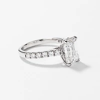Emerald Cut Lab Grown Diamond Engagement Ring 14K White Gold (3.50