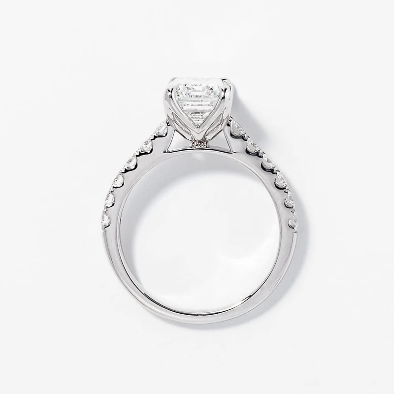 Emerald Cut Lab Grown Diamond Engagement Ring 14K White Gold (3.50