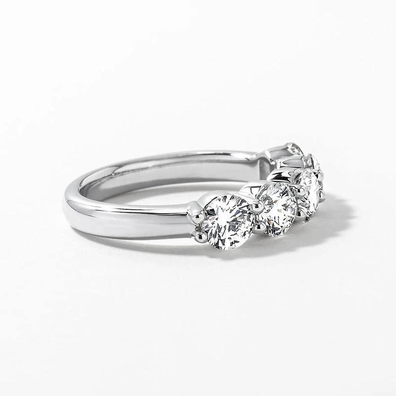 Five Stone Lab Grown Diamond Anniversary Ring 14K White Gold (2.00c