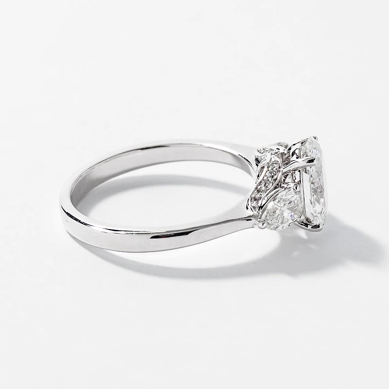 Lab Grown Oval Cut Diamond Engagement Ring 14K White Gold (2.10 ct