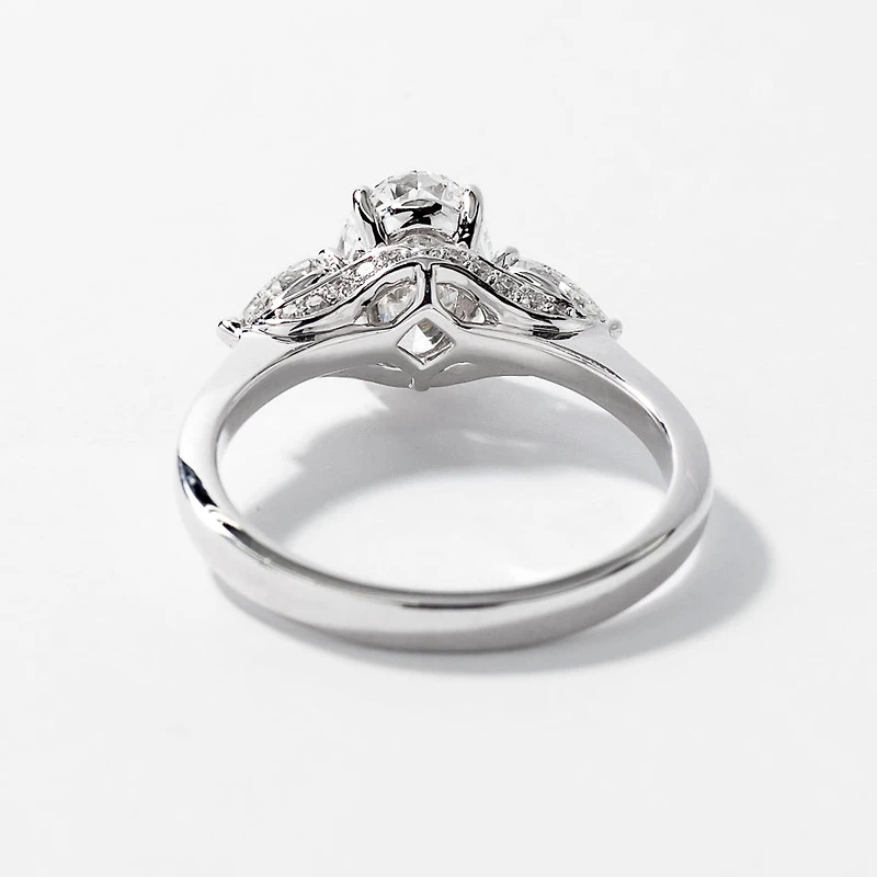 Lab Grown Oval Cut Diamond Engagement Ring 14K White Gold (2.10 ct