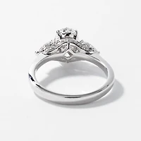 Lab Grown Oval Cut Diamond Engagement Ring 14K White Gold (2.10 ct