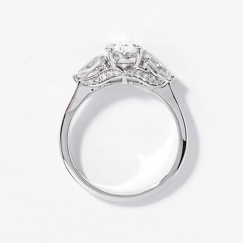 Lab Grown Oval Cut Diamond Engagement Ring 14K White Gold (2.10 ct