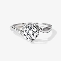 Lab Grown Round Cut Diamond Engagement Ring 14K White Gold (1.00 ct