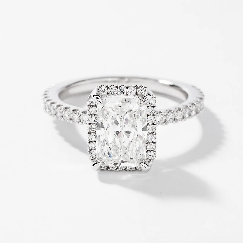 Radiant Cut Lab Grown Diamond Engagement Ring 14K White Gold (2.52