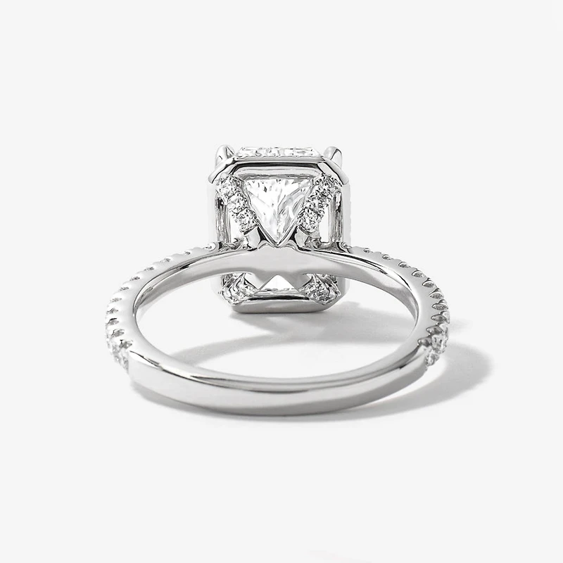 Radiant Cut Lab Grown Diamond Engagement Ring 18K White Gold (3.55