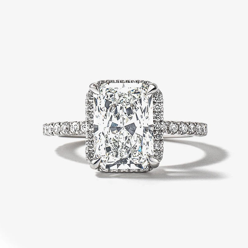 Radiant Cut Lab Grown Diamond Engagement Ring 18K White Gold (3.55