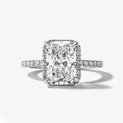 Radiant Cut Lab Grown Diamond Engagement Ring 18K White Gold (3.55