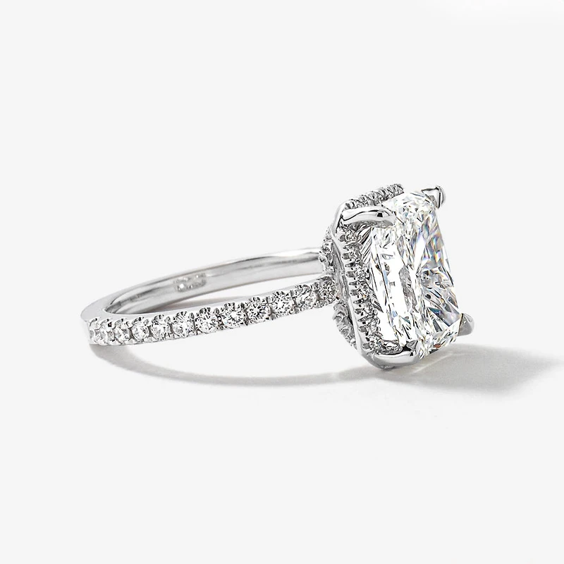 Radiant Cut Lab Grown Diamond Engagement Ring 18K White Gold (3.55