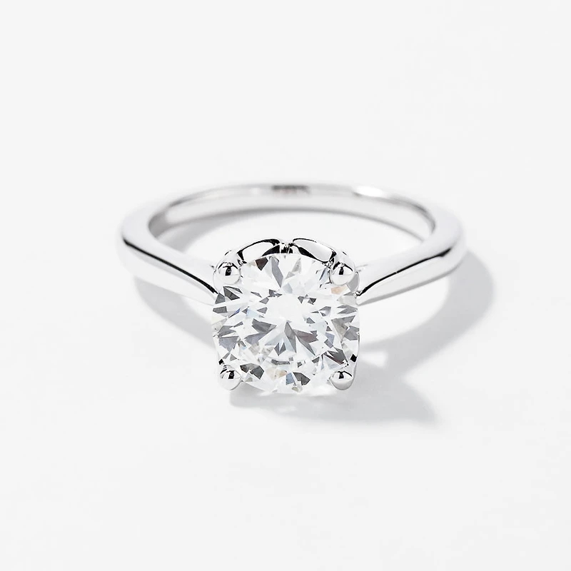Lab Grown Round Cut Diamond Engagement Ring 14K White Gold (2.48 ct