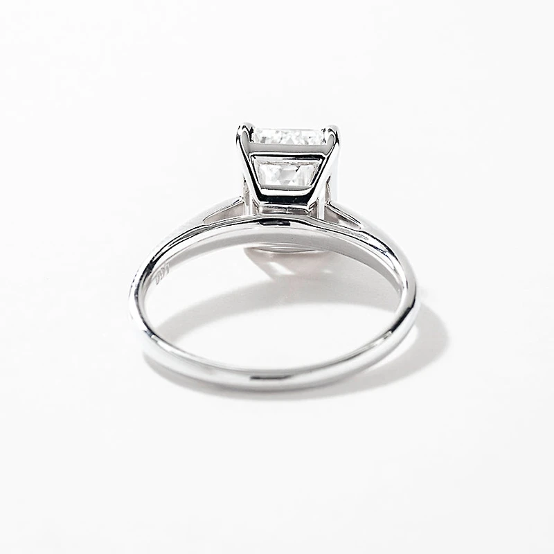 Lab Grown Emerald Cut Diamond Engagement Ring 14K White Gold