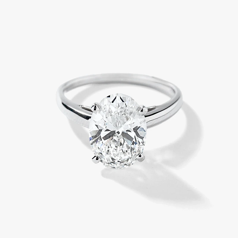 Lab Grown Oval Cut Diamond Engagement Ring 14K White Gold (3.00 ct