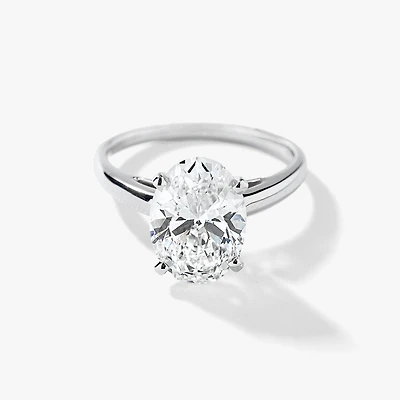 Lab Grown Oval Cut Diamond Engagement Ring 14K White Gold (3.00 ct