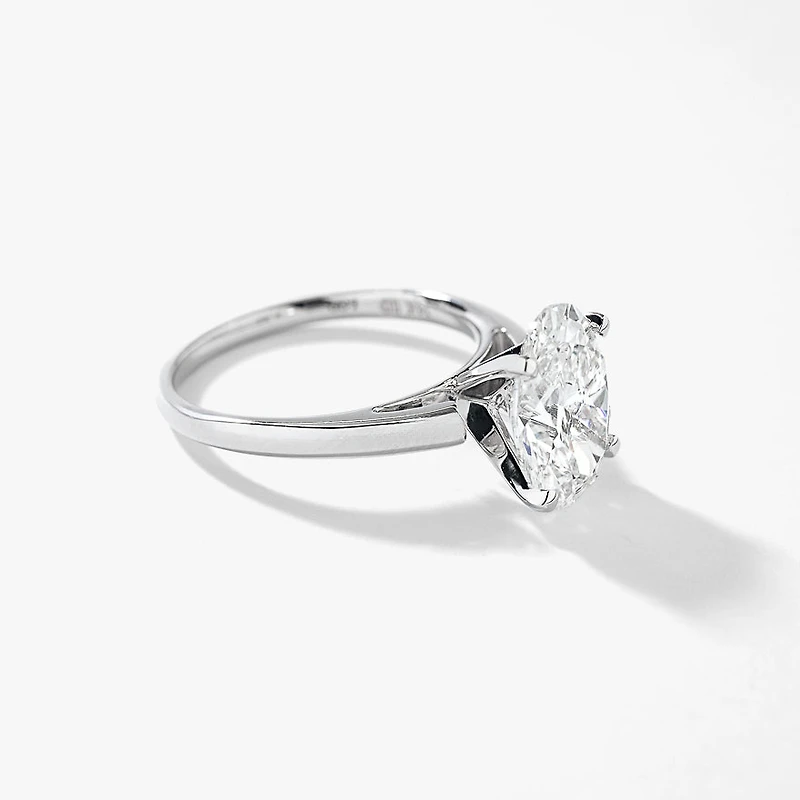 Lab Grown Oval Cut Diamond Engagement Ring 14K White Gold (3.00 ct