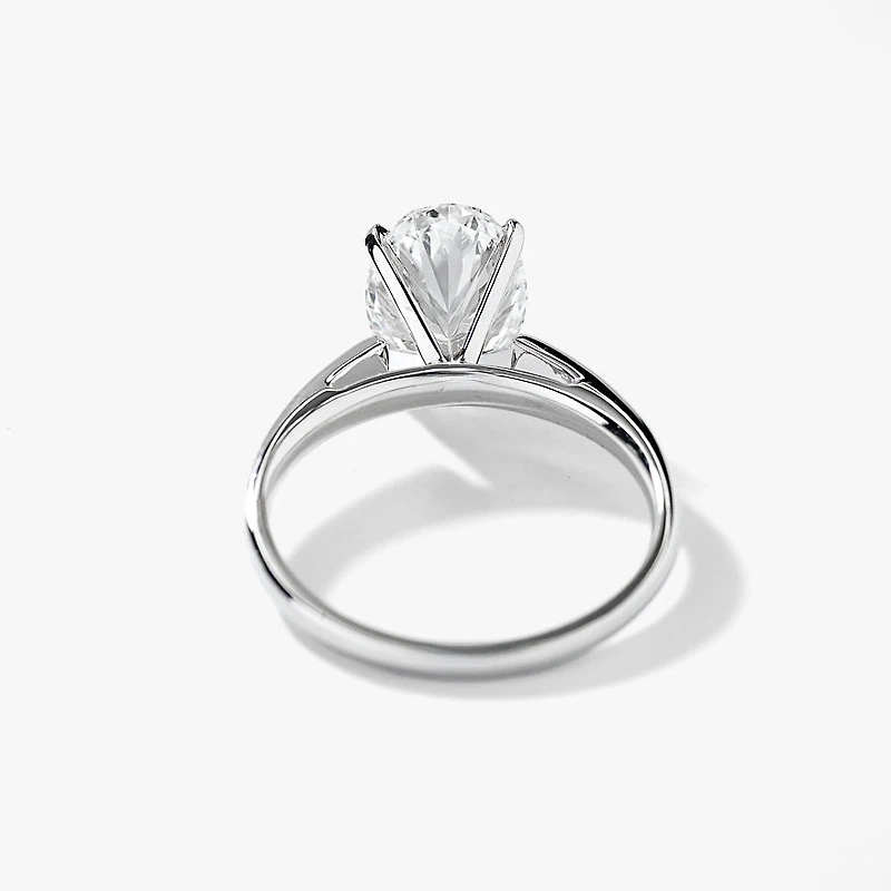 Lab Grown Oval Cut Diamond Engagement Ring 14K White Gold (3.00 ct