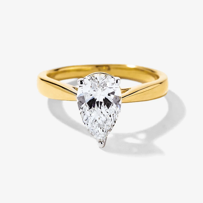 Lab Grown Pear Cut Diamond Engagement Ring 14K Yellow Gold (1.50 ct