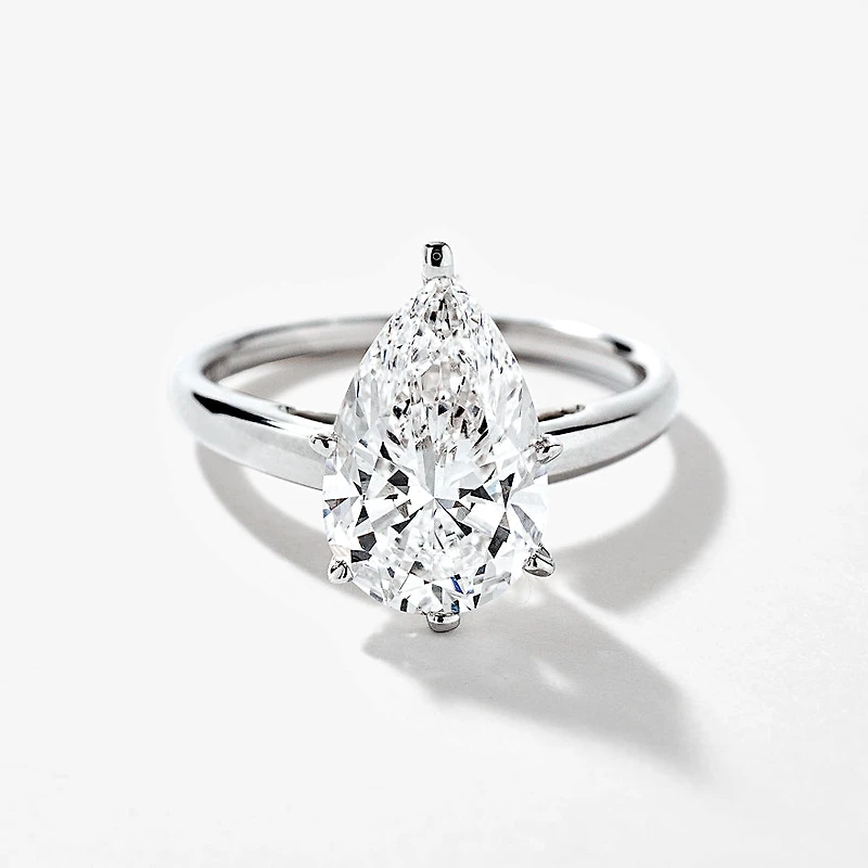 Lab Grown Pear Cut Diamond Engagement Ring 14K White Gold ( ct