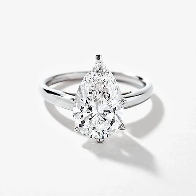 Lab Grown Pear Cut Diamond Engagement Ring 14K White Gold ( ct