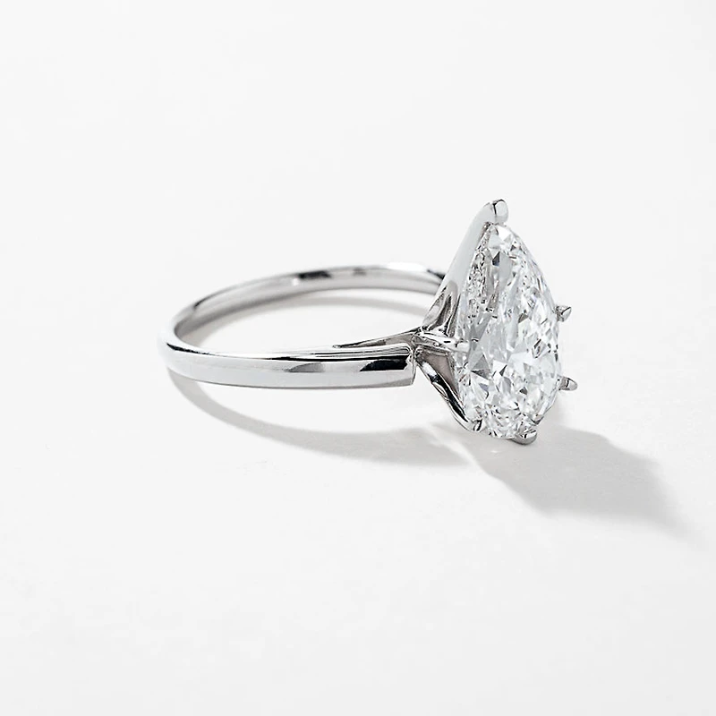 Lab Grown Pear Cut Diamond Engagement Ring 14K White Gold ( ct