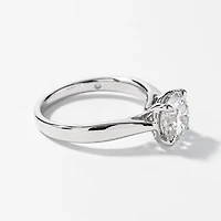 Lab Grown Round Cut Diamond Engagement Ring 14K White Gold ( ct