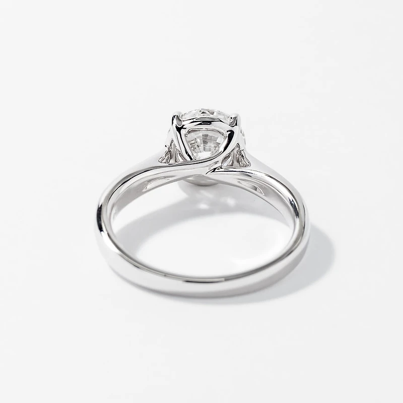 Lab Grown Round Cut Diamond Engagement Ring 14K White Gold ( ct