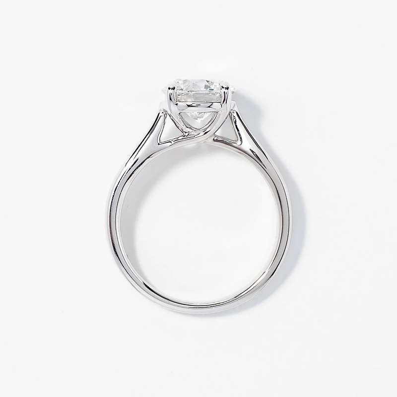 Lab Grown Round Cut Diamond Engagement Ring 14K White Gold ( ct