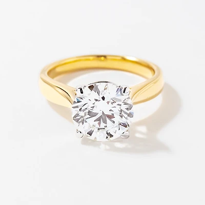 Lab Grown Round Cut Diamond Engagement Ring 14K Yellow Gold (3.00 c