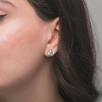Lab Grown Round Cut Diamond Stud Earrings in 14K White Gold (4.00 ct t