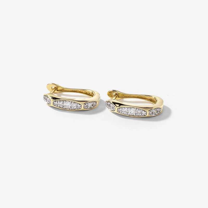 J Hook Diamond Earrings in 10K Yellow Gold (0.25 ct tw)