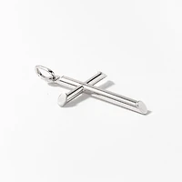 Tube Cross Pendant in 10K Italian White Gold