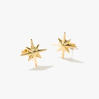 Eight Point Star Stud Earrings in 14K Yellow Gold