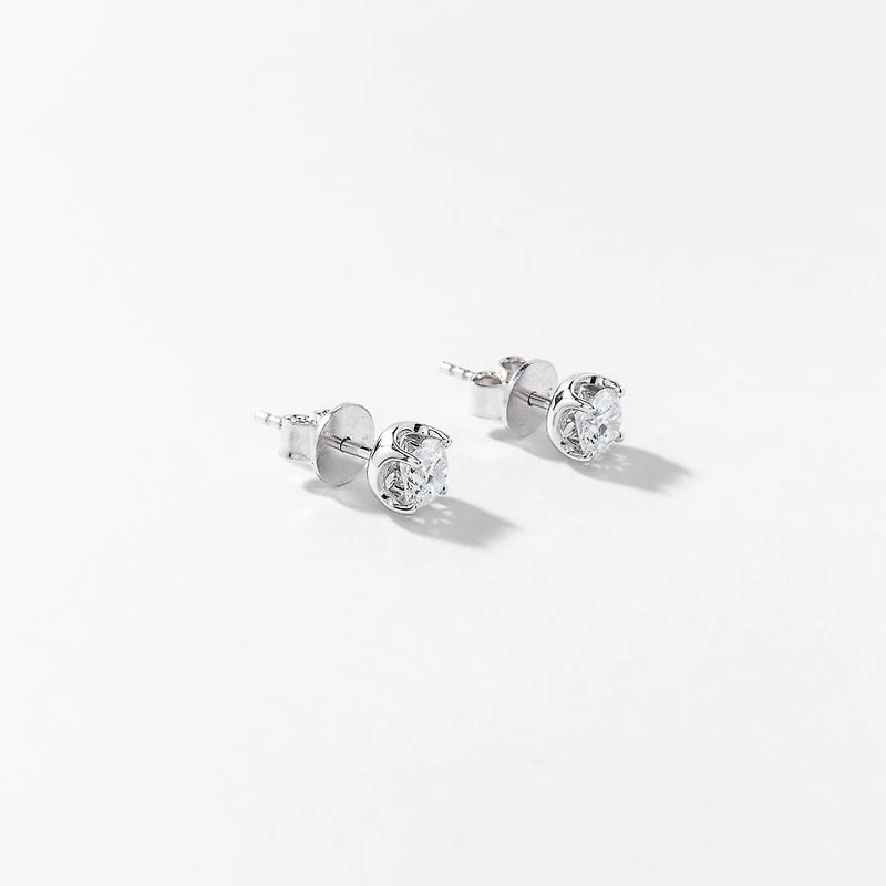 Lab Grown Diamond Stud Earrings in 14K White Gold ( ct tw