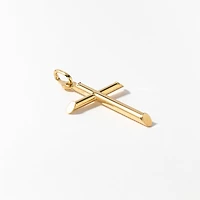 Tube Cross Pendant in 10K Italian Yellow Gold